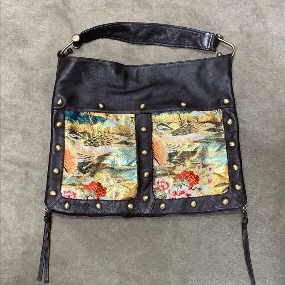 Hand made leather with Asian fabric